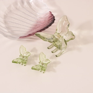 Ensemble de pinces à cheveux papillon vert translucide en grandes et mini tailles
