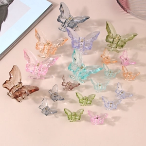 Pinces à cheveux papillon en acrylique transparent de diverses couleurs et tailles
