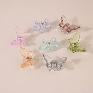 Lot de 7 pinces à cheveux papillon transparentes couleurs macaron pour coiffure femme