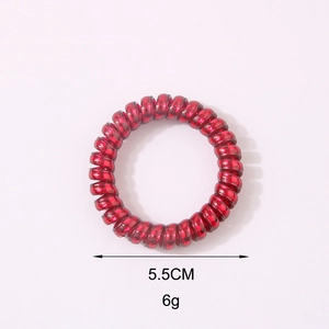 Élastique à cheveux en fil de téléphone spirale rouge vif, diamètre 5,5 cm pour queue de cheval
