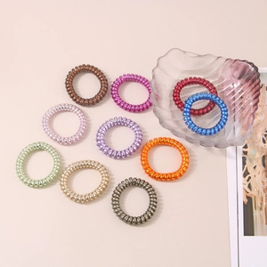 Élastiques à cheveux spirale type fil de téléphone en dix couleurs métallisées