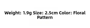 Detail view showing hair clip weight of 1.9g and size of 2.5cm for flower styles