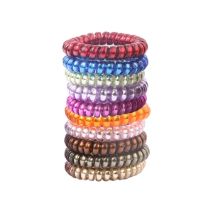 Lot de 10 élastiques à cheveux spirales métalliques colorés en forme de fil de téléphone