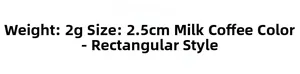 Detail specifications for mini hair claw clip: 2g weight, 2.5cm size in coffee milk color