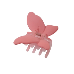 Pince à cheveux papillon rose mat avec finition givrée pour coiffure élégante