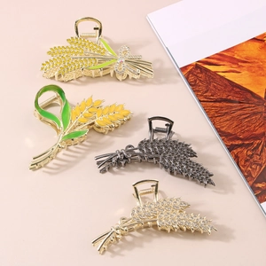 Élégante Pince Crabe en Alliage Épi de Blé Fleur pour Femmes Métal Künstliche Perle Strass Émail Tulipe Fraise Accessoires de Cheveux