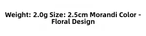 Detailed specifications for 2.5cm flower hair clip in Morandi colors weighing 2.0g