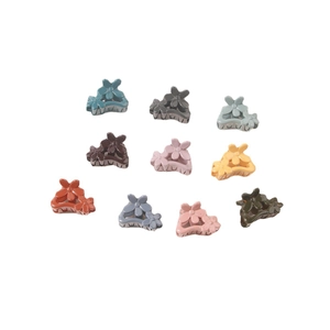 Mini floral hair claw clips set in ten Morandi colors including pastel blue and pink