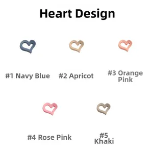 Detailed view of 5 colors heart shaped matte hair clips in morandi tones for women
