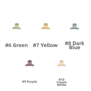 Set of 5 small matte mini claw clips in green, yellow, blue, purple, and cream colors