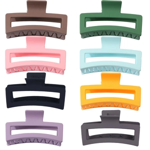 Large Matte Geometric Rectangular Hair Claw Clip For Women Solid Color Hollow Shark Clip For Thick Hair Styling Accessory