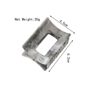 Elegant marble pattern square hair claw clip in grey and white for women's hairstyles