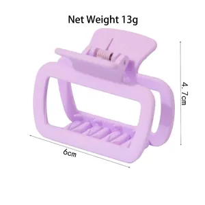 Matte lilac square hair claw clip for women, size 6cm by 4.7cm on white background