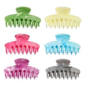 Large Marble Hair Claw Clips For Women Strong Hold Acetate Style Hair Accessories Ribbed Rectangle Square Jaw Clips Hairpins