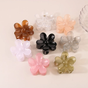 Set of 8 colorful flower hair claws in jelly acrylic finish for elegant updos