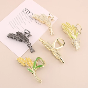 Détail de l'ensemble de 5 pinces à cheveux en métal en forme de blé avec strass