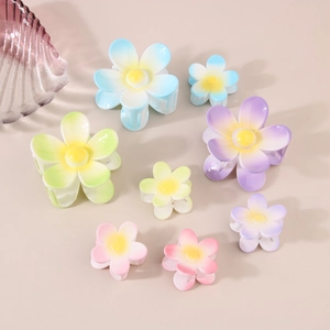 Lot de pinces à cheveux fleur de frangipanier aux dégradés macaron pour coiffure femme