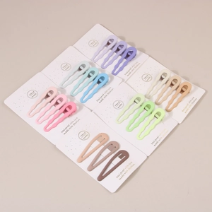 Korean Style Matte Metal Hair Clips Set For Women Girls Macaron Color Gradient Seamless Wave Geometric Duckbill Hairpins Accessories