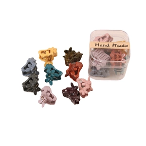 Mini floral hair clips set in Morandi colors with a transparent square storage box