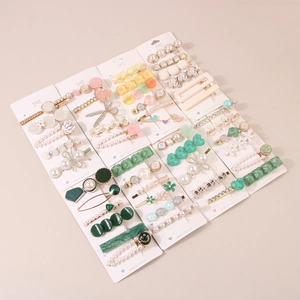 Ensemble de Pinces à Cheveux en Alliage de Künstliche Perles pour Femmes Filles Fleur Cœur Géométrique Strass Épingles à Cheveux Accessoires Cadeau