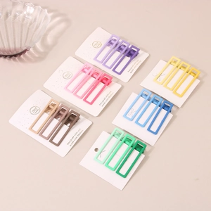 Fermagli per Capelli in Metallo Opaco in Stile Coreano per Donna Ragazza Colore Caramella Geometrico Onda Rettangolare Clip a Becco d'Anatra Accessori Moda