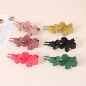 Matte butterfly hair clip set in six colors including pink and green for elegant styling