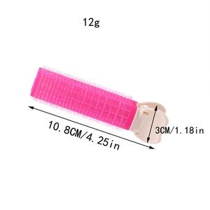 Pink velcro hair roller clip for effortless voluminous bangs and high cranial top style