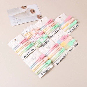 Vue détaillée du lot de barrettes macaron avec fini mat dégradé et dimensions en cm