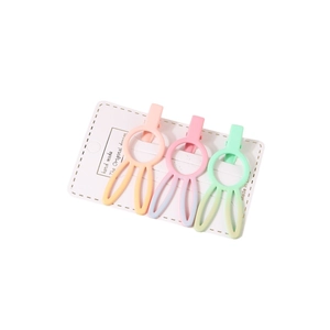 Lot de 3 barrettes à cheveux oreilles de lapin dégradé macaron pour filles sur carte