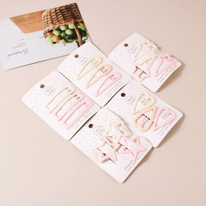 Pastel cream geometric BB hair clips set on display card for women and girls