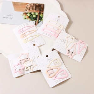Matte finish Korean style hairpin set with heart and star shapes in macaron colors