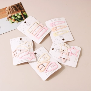 Korean Style Macaron Color Matte Metal BB Hair Clip Set Geometric Star Heart Waterdrop Rectangle Hairpins For Women Daily Accessories