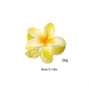 8cm Gelb-Weiße Plumeria Blumen Haarklammer für Strandurlaub und Urlaubsfrisuren