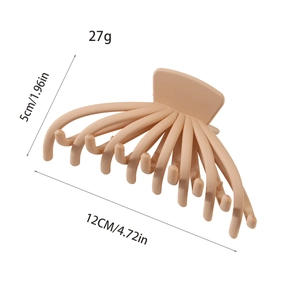Grande pince à cheveux mate beige pour cheveux épais, longueur 12 cm pour femmes