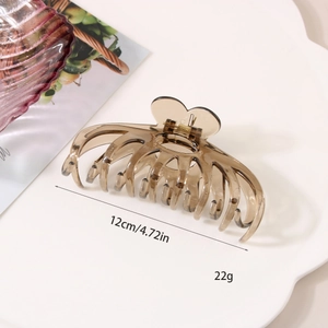 Coffee brown transparent large shark hair claw clip 12cm heart design for women