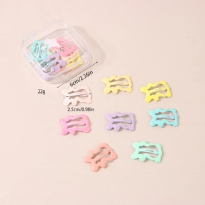 Detailed size chart for macaron wave hair clips set with plastic storage box measurements