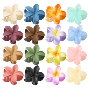Große Matte Plumeria Blume Haarklammer Süße Mattierte Gelee Farbe Hai Haarnadel Für Damen Tägliche Haaraccessoires