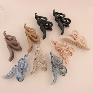 Grande Pince à Cheveux Mate en Forme de Vague pour Femmes Élégante Pince Requin en Plastique Laqué Accessoire Cheveux Fixation Forte