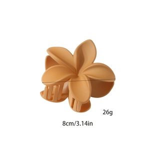 Pince à cheveux fleur de frangipanier orange mat pour femmes accessoire de 8cm de large