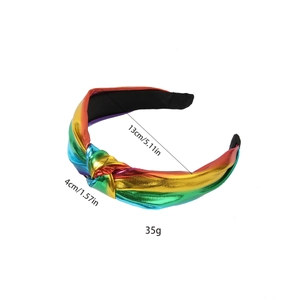 Cerchietto annodato arcobaleno per donna in tessuto metallico lucido sfumato