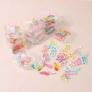Cute Candy Color Metal Star Hair Clips Boxed Luminous Cartoon Heart BB Clips For Kids Girls Fashion Hair Jewelry Accessories