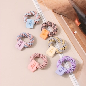 Lot de 6 chouchous élastiques tissés colorés avec étiquettes tendance aux tons macaron