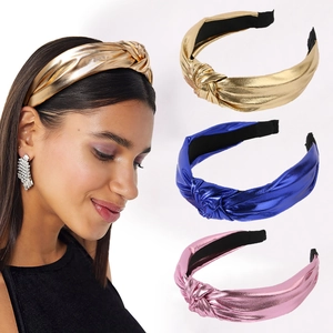 Cerchietto Largo Annodato Metallizzato per Donna Moda Tinta Unita Arcobaleno Cerchietto per Capelli Fatto a Mano Accessori per Capelli Regalo