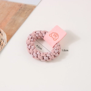Élastique à cheveux tressé rose avec breloque ours douce, haute élasticité, 4,5 cm