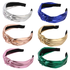 Set di sei cerchietti annodati larghi in colori metallici con finitura lucida