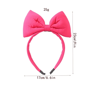 Rose red oversized 3D bow headband for girls with product weight and size dimensions