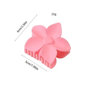 Matte pink petal flower claw clip for women hair styling 6cm size plastic shark hair clip