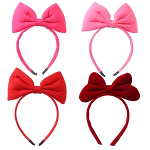 Handmade Velvet Large Bowknot Headband For Women Girls Sweet Fabric Hair Hoop Solid Color Party Festival Hair Accessories