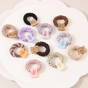 Attaches de Cheveux Tissées de Style Coréen Chouchous Tressés à Haute Élasticité pour Femmes Filles Avec Décoration Ours
