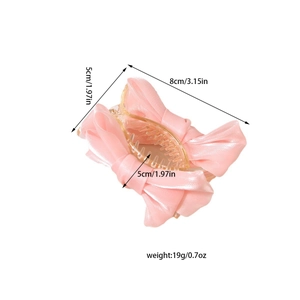 Pince à cheveux avec nœud en soie rose pour coiffures élégantes, 8cm sur 5cm
